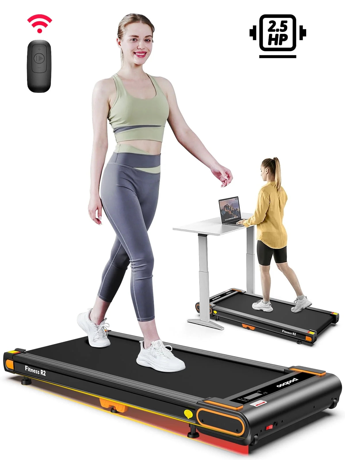 under Desk Electric Treadmill 2.5HP Walking Pad Incline Adjust Walking Jogging Machine with Remote Control & Led Screen Walking Pad for Office Home Use 265Lbs