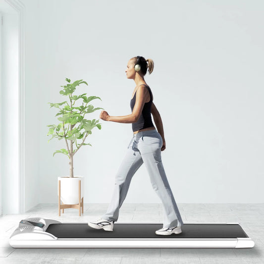 220Lbs under Desk Walking Pad, 42.5*19.7" Portable Electric Walking Treadmill with LED Display and Wheels for Home & Office