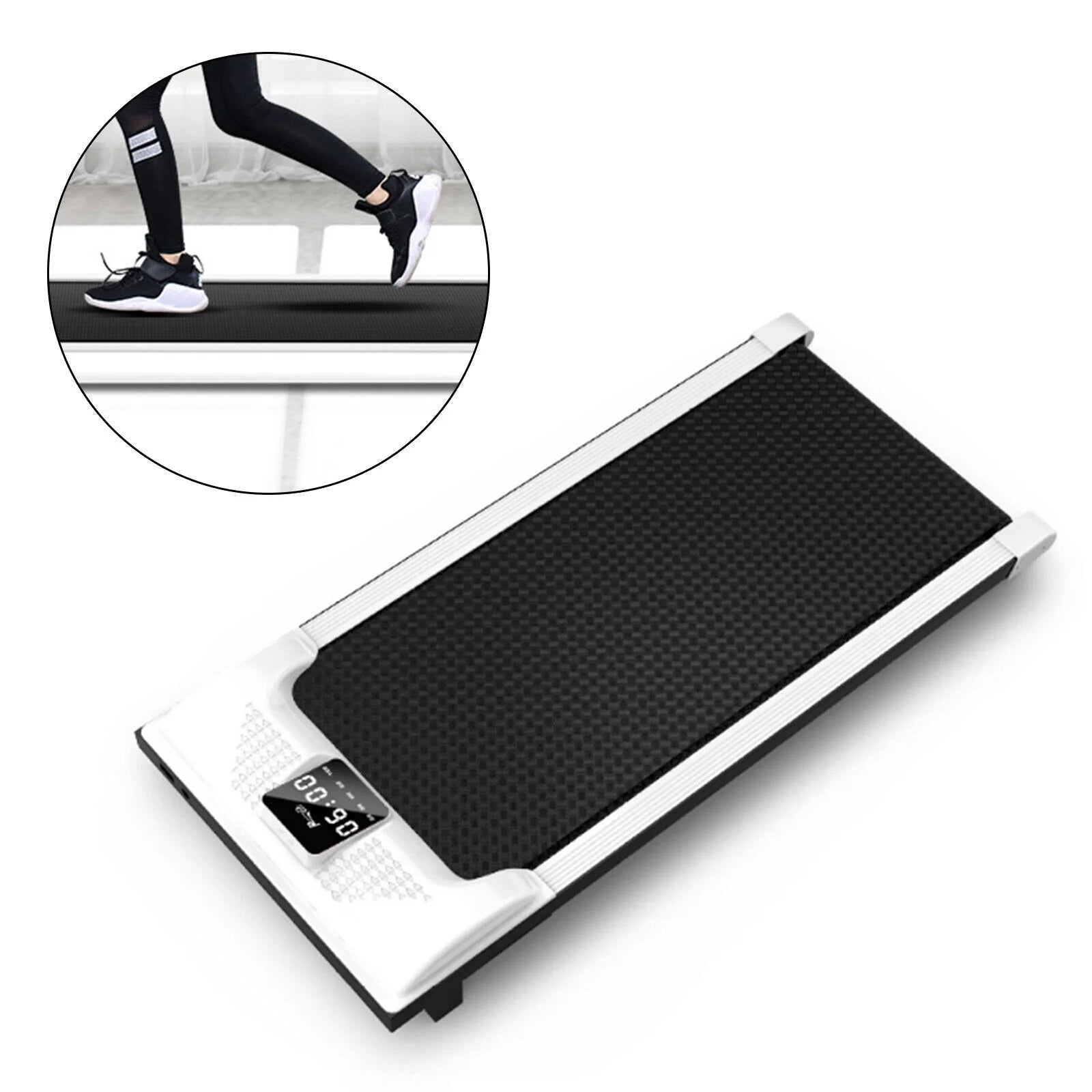 220Lbs under Desk Walking Pad, 42.5*19.7" Portable Electric Walking Treadmill with LED Display and Wheels for Home & Office