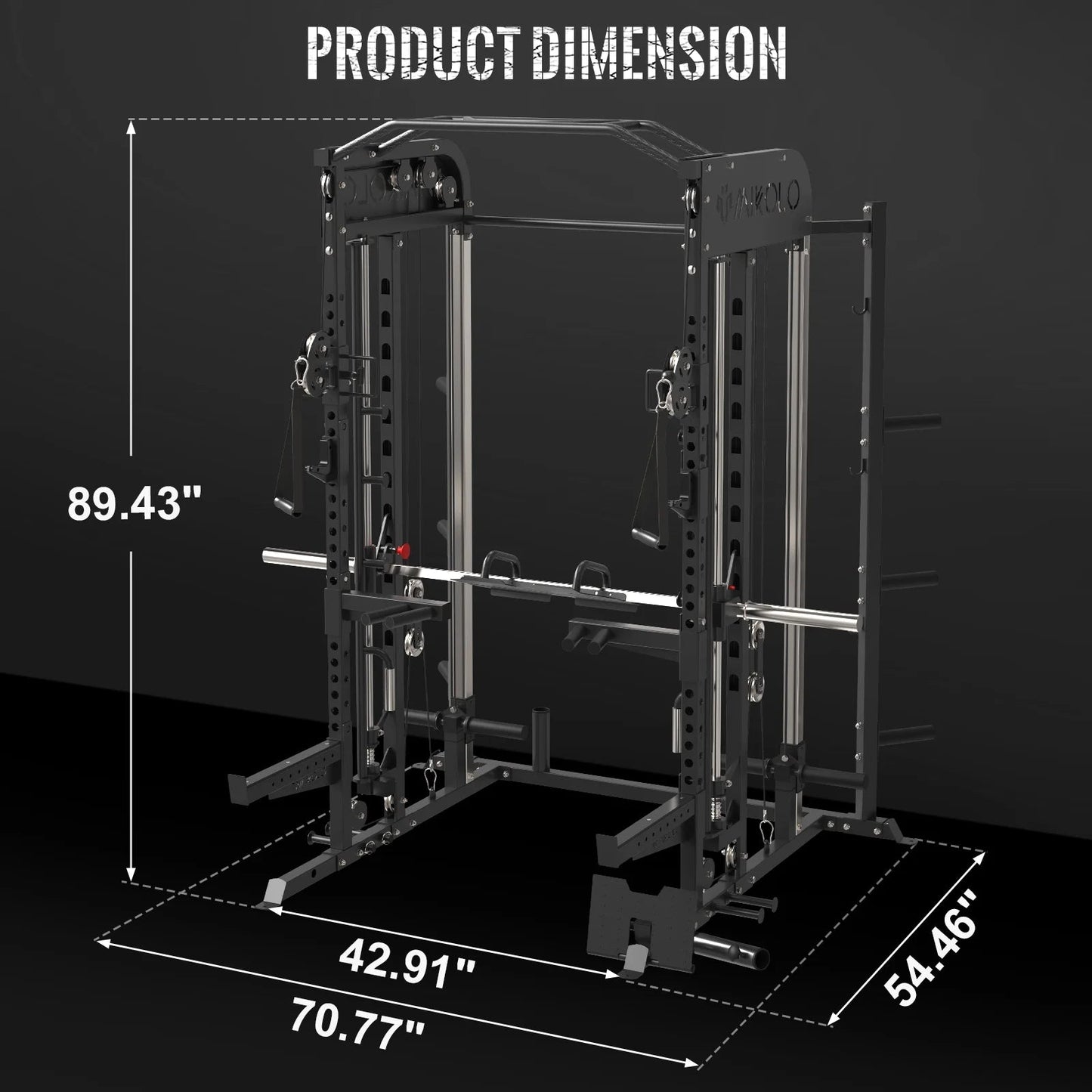 Ultimate Mikolo Smith Machine Gym Set Smith w/ 800 Lbs Capacity Weight Bench - 1500 Lbs Capacity Bar