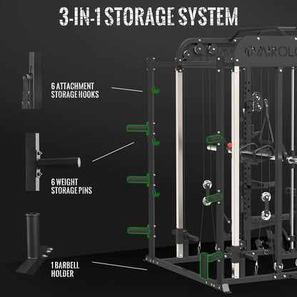 Ultimate Mikolo Smith Machine Gym Set Smith w/ 800 Lbs Capacity Weight Bench - 1500 Lbs Capacity Bar