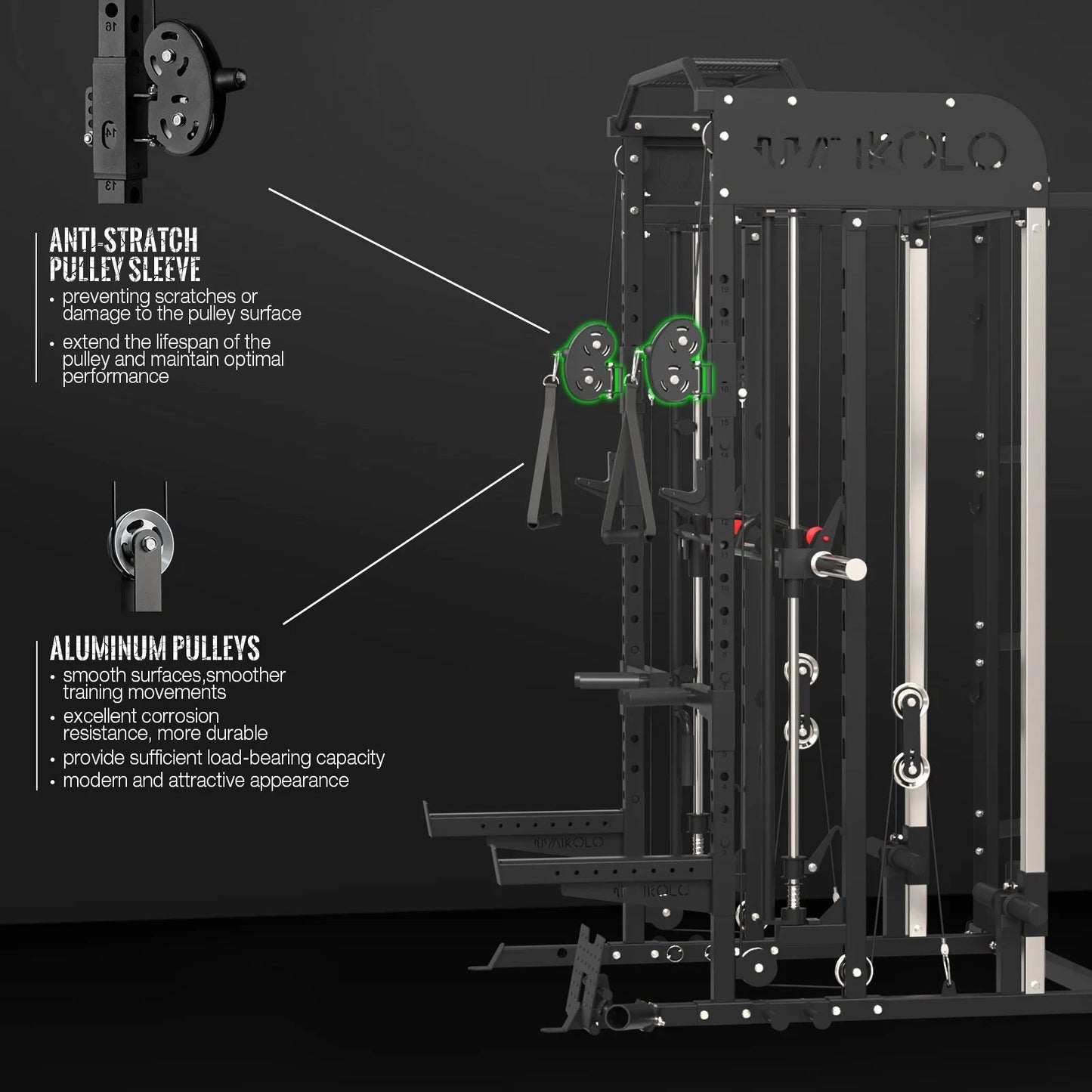 Ultimate Mikolo Smith Machine Gym Set Smith w/ 800 Lbs Capacity Weight Bench - 1500 Lbs Capacity Bar